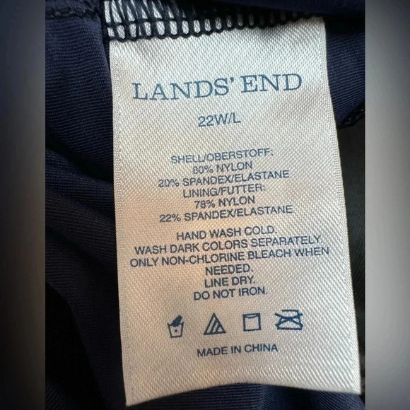 Lands’ End Navy Blue Tankini Swim Top Underwire Square Neck Plus Size 22W Long - Picture 5 of 6